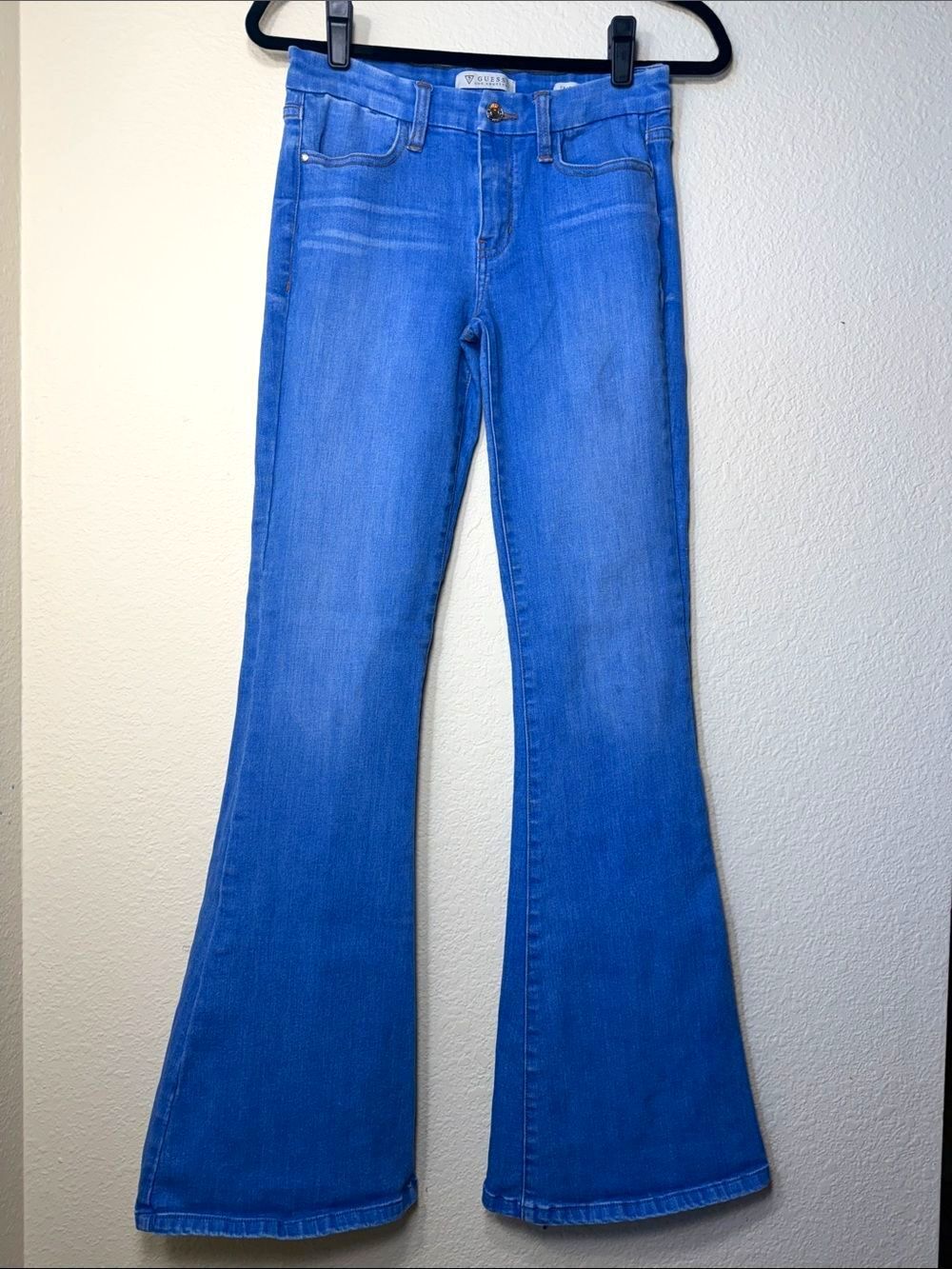 GUESS Charlotte Flare Jeans 28 High Rise Stretch Blue Denim Y2K Boho